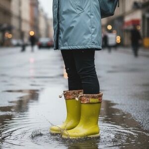 Melissa Kids Rain Boots Yellow Floral Waterproof Pull On‎ Size 3